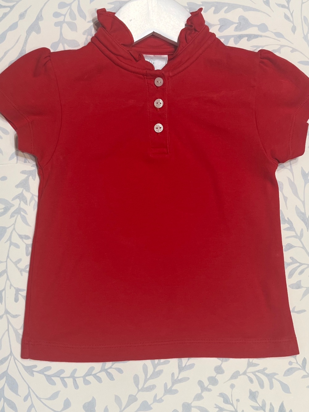 Little English Red Ruffle Collar 3T Polo